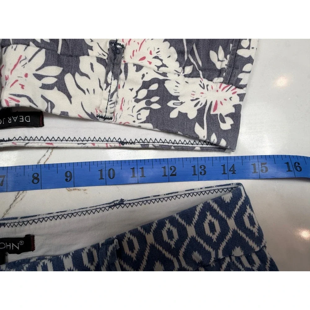 Dear John Womens Shorts Bundle Size 27 Blue Geometric‎ Grey Floral Cuffed 2 Pack